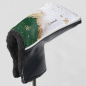 Celestial Gold Sun and Moon Stars Green Golf Headcover (3/4 Vorderseite)
