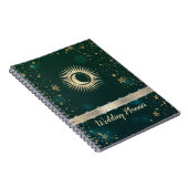 Celestial Gold Sun and Moon Stars Green Notizblock (Rechte Seite)