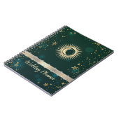 Celestial Gold Sun and Moon Stars Green Notizblock (Linke Seite)