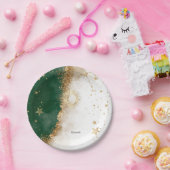 Celestial Gold Sun and Moon Stars Green Pappteller (Party)