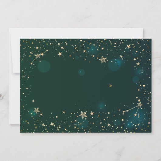 Celestial Gold Sun and Moon Stars Green Save The Date (Rückseite)