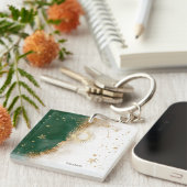 Celestial Gold Sun and Moon Stars Green Schlüsselanhänger (Vorderseite rechts)