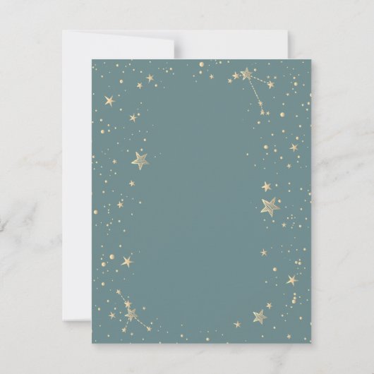 Celestial Gold Sun and Moon Stars Minze Green Einladung (Rückseite)
