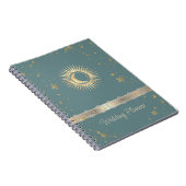 Celestial Gold Sun and Moon Stars Minze Green Notizblock (Rechte Seite)