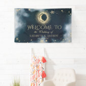 Celestial Gold Sun and Moon Stars Night Sky Banner (Insitu)