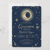Celestial Gold Sun and Moon Stars Quinceanera Einladung (Vorderseite)
