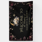 Celestial Gold Sun and Moon Stars Rose Night Sky Banner (Vertikal)