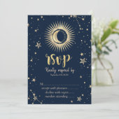 Celestial Gold Sun and Moon Stars UAWG Einladung (Stehend Vorderseite)