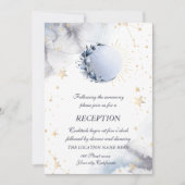 Celestial Gold Sun, Blue Moon, Gold Stars Einladung (Vorderseite)