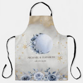 Celestial Gold Sun, Blue Moon Rose Gold Stars Schürze (Vorderseite)