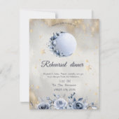 Celestial Gold Sun, Blue Moon Rose Stars Einladung (Vorderseite)