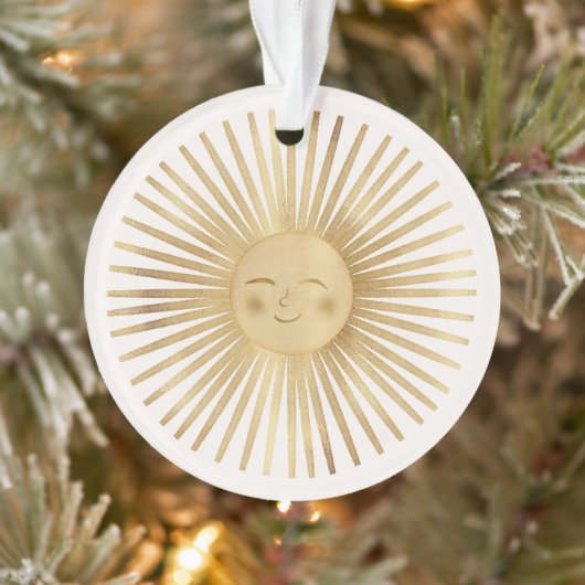 Celestial Gold Sun Happy Sunshine Boho Modern Ornament (Baum)