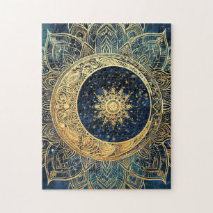 Celestial Gold Sun Mandala Spirituelle Stars Galax Puzzle