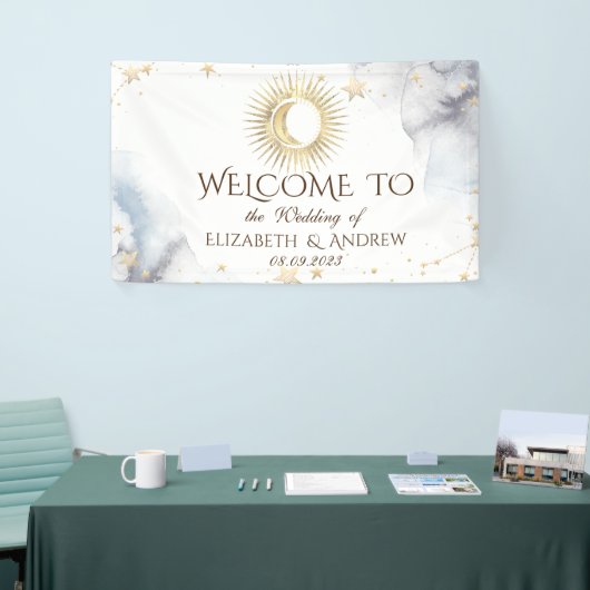 Celestial Gold Sun, Mond, Sterne Banner (Messeveranstaltung)