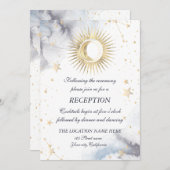 Celestial Gold Sun, Mond, Sterne Einladung (Vorne/Hinten)