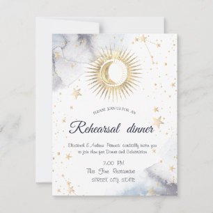 Celestial Gold Sun, Mond, Sterne Einladung