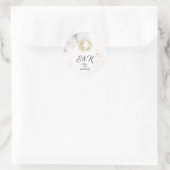 Celestial Gold Sun, Mond, Sterne Runder Aufkleber (Tasche)