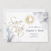 Celestial Gold Sun, Mond, Sterne Save The Date (Vorderseite)