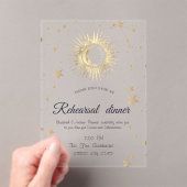 Celestial Gold Sun, Mond, Sterne Wasserfarbe Acryleinladungen (Insitu (Handheld))