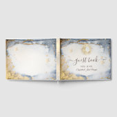 Celestial Gold Sun, Mond, Sterne Wasserfarbe Gästebuch (Voll)