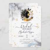 Celestial Gold Sun, Moon, Blume Bridal Luncheon Einladung (Vorne/Hinten)