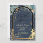 Celestial Gold Sun Moon Gold Glitzer Brautparty Einladung (Vorderseite)