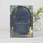 Celestial Gold Sun Moon Gold Glitzer Brautparty Einladung (Stehend Vorderseite)