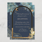 Celestial Gold Sun Moon Gold Glitzer Einladung (Vorne/Hinten)