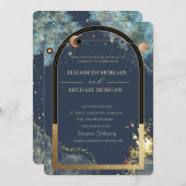 Celestial Gold Sun Moon Gold Glitzer Wedding Einladung (Vorne/Hinten)