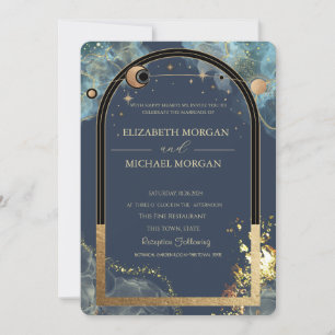 Celestial Gold Sun Moon Gold Glitzer Wedding Einladung