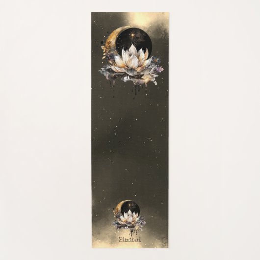 Celestial Gold Sun, Moon Lotus Night Sky Yogamatte (Vorderseite)