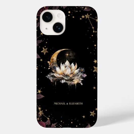 Celestial Gold Sun, Moon, Lotus Stars Case-Mate iPhone Hülle (Rückseite)