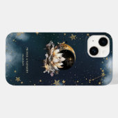 Celestial Gold Sun, Moon, Lotus Stars Night Sky Case-Mate iPhone Hülle (Rückseite (Horizontal))