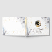 Celestial Gold Sun, Moon, Stars Blume Gästebuch (Voll)