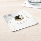 Celestial Gold Sun, Moon, Stars Blume Rechteckiger Pappuntersetzer (angewinkelt)