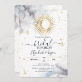 Celestial Gold Sun, Moon, Stars Bridal Luncheon Einladung (Vorne/Hinten)
