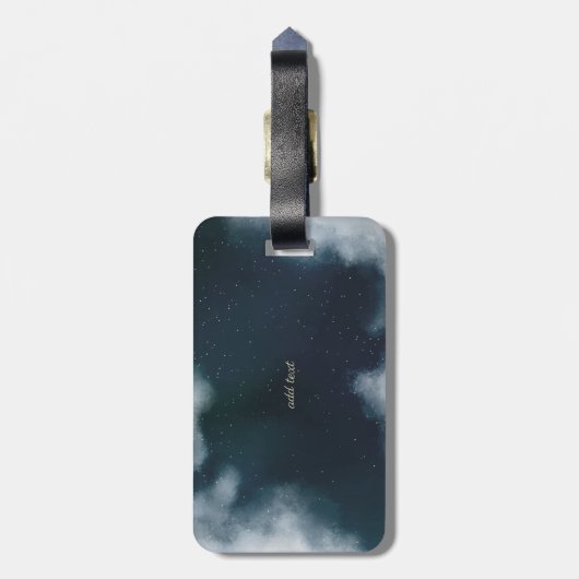 Celestial Gold Sun, Moon, Stars Lotus Night Sky Gepäckanhänger (Rückseite vertikal)