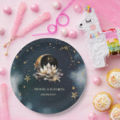 Celestial Gold Sun, Moon, Stars Lotus Night Sky Pappteller (Party)