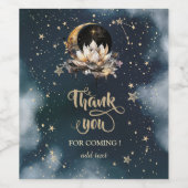 Celestial Gold Sun, Moon, Stars Lotus Night Sky Weinetikett (Einzelnes Label)