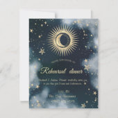 Celestial Gold Sun, Moon, Stars Night Sky Einladung (Vorderseite)