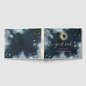 Celestial Gold Sun, Moon, Stars Night Sky Gästebuch (Voll)