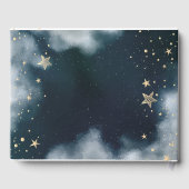 Celestial Gold Sun, Moon, Stars Night Sky Gästebuch (Rückseite)