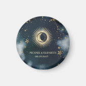 Celestial Gold Sun, Moon, Stars Night Sky Magnet (Vorne)