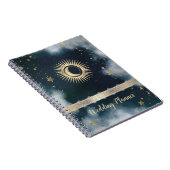 Celestial Gold Sun, Moon, Stars Night Sky Notizblock (Rechte Seite)
