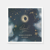 Celestial Gold Sun, Moon, Stars Night Sky Serviette (Vorderseite)