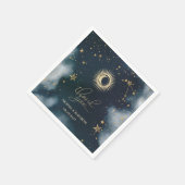 Celestial Gold Sun, Moon, Stars Night Sky Serviette (Ecke)