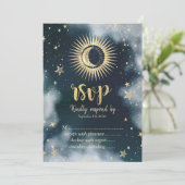 Celestial Gold Sun, Moon, Stars Night Sky UAWG Einladung (Stehend Vorderseite)