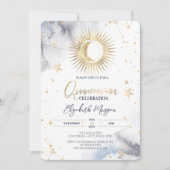 Celestial Gold Sun, Moon, Stars Quinceanera Einladung (Vorderseite)