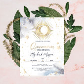 Celestial Gold Sun, Moon, Stars Quinceanera Einladung