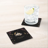 Celestial Gold Sun, Moon, Stars Rose Night Sky Rechteckiger Pappuntersetzer (Vor Ort)